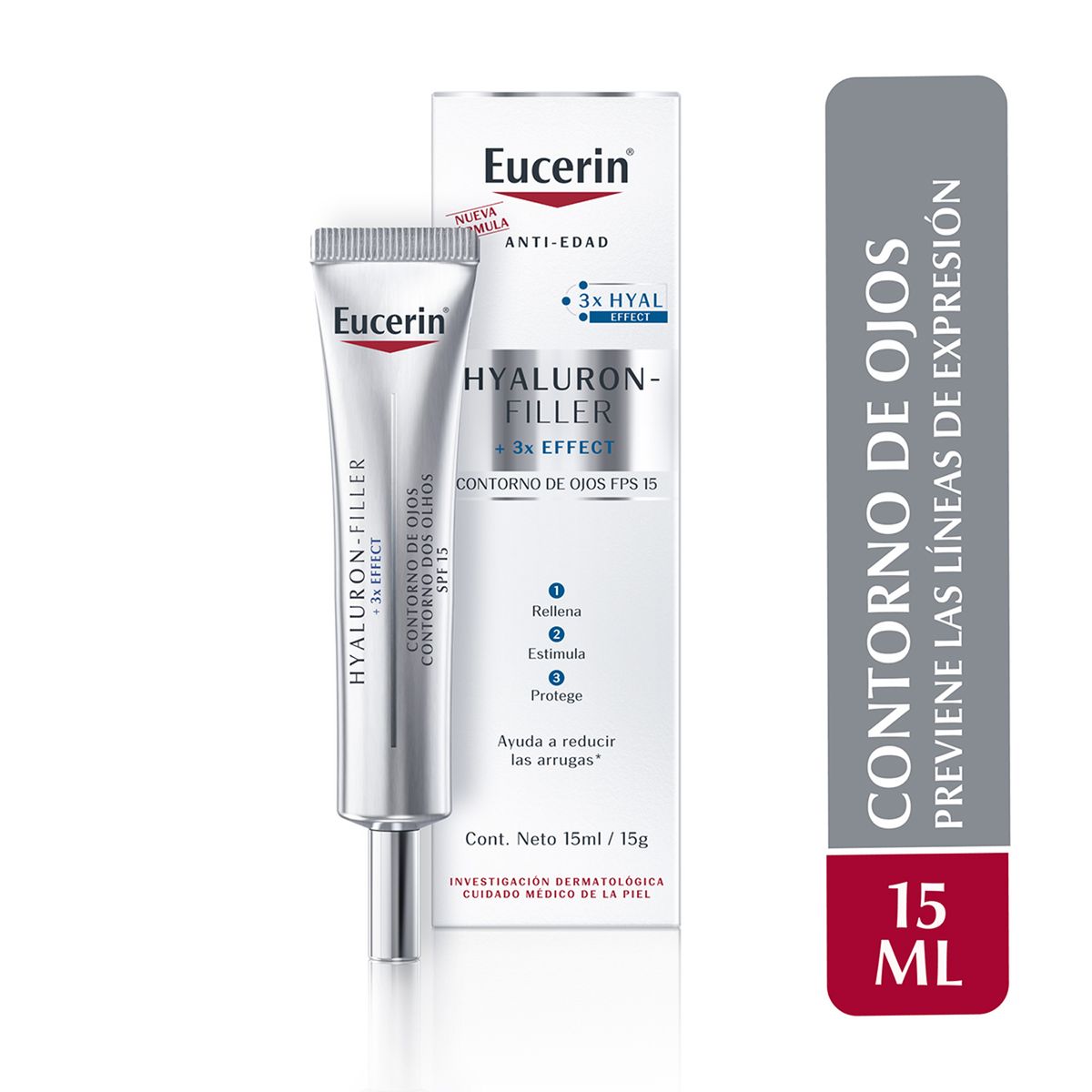 EUCERIN - Contorno de ojos Fps 15 Hyaluron-Filler triple efecto Eucerin Para Piel Seca 15 ml