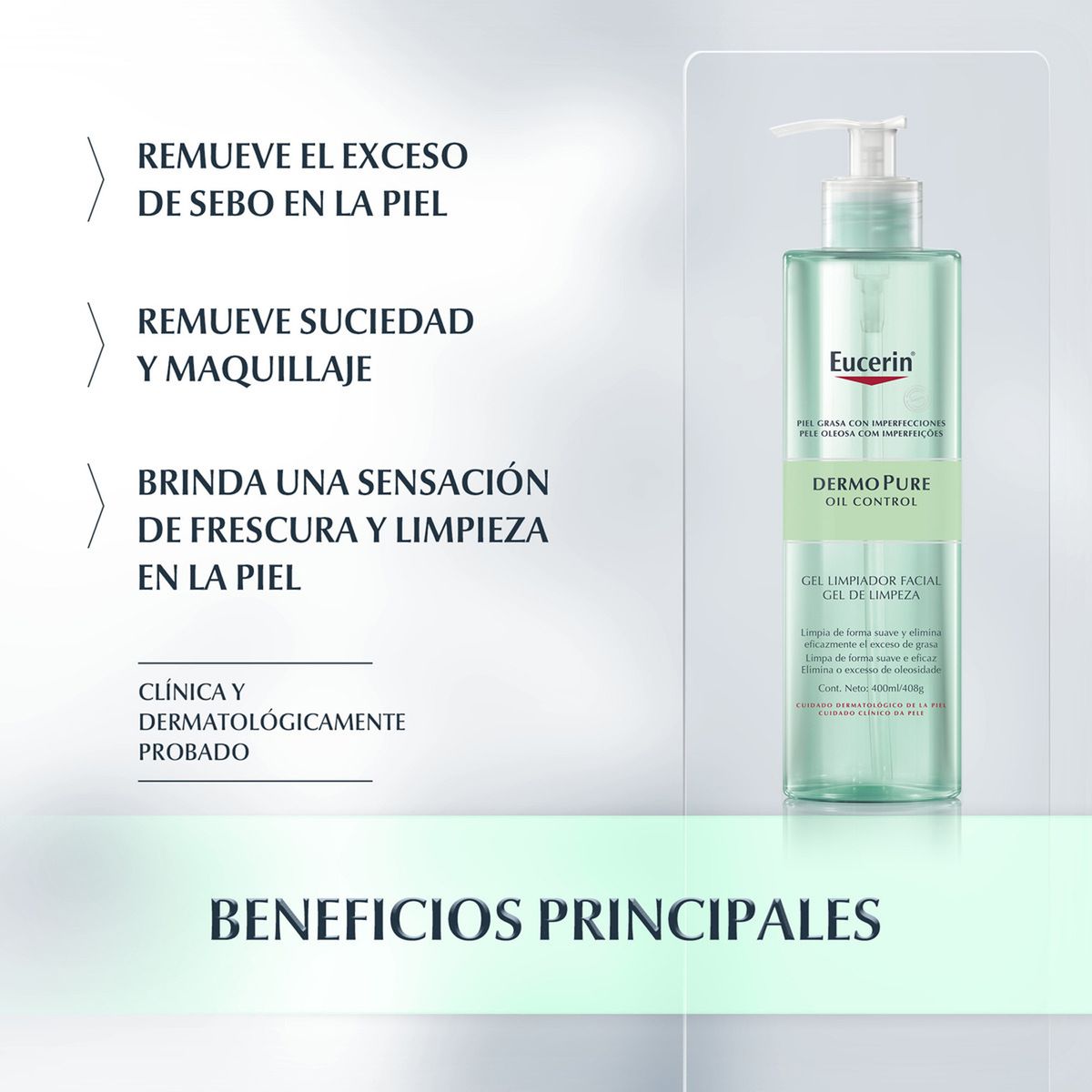 EUCERIN - Limpiador Gel Facial Dermopure Oil Control Eucerin Para Piel Grasa 400 ml