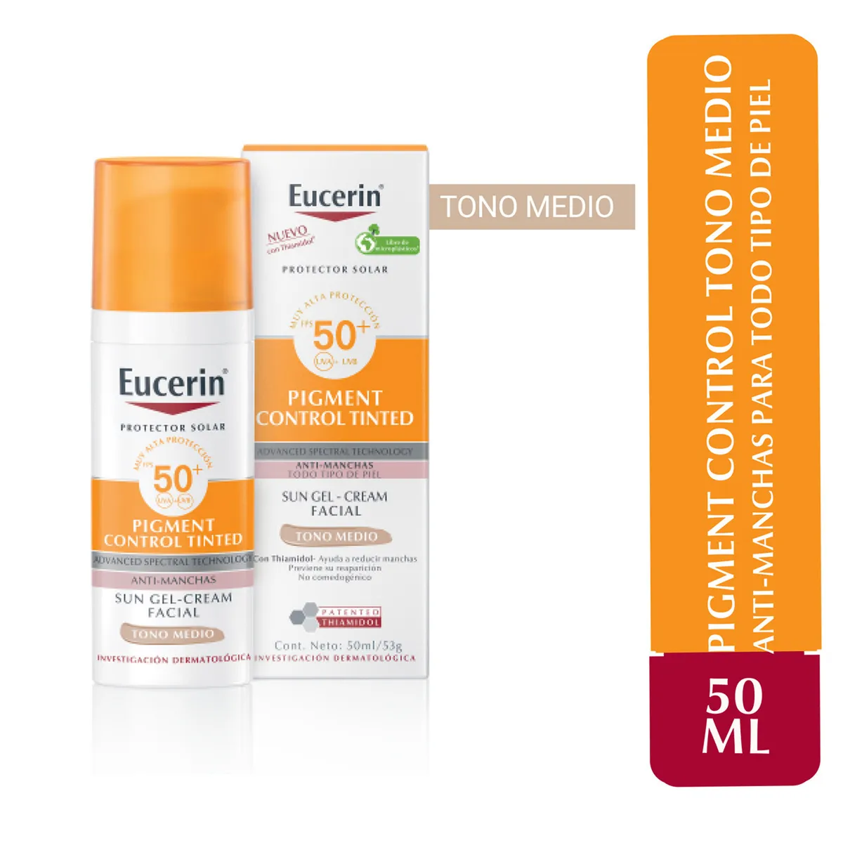 EUCERIN - Protector Solar Facial Sun Control Piel Manchada - Pigmentada Con Color Medio Fps 50+ Eucerin 50 ml