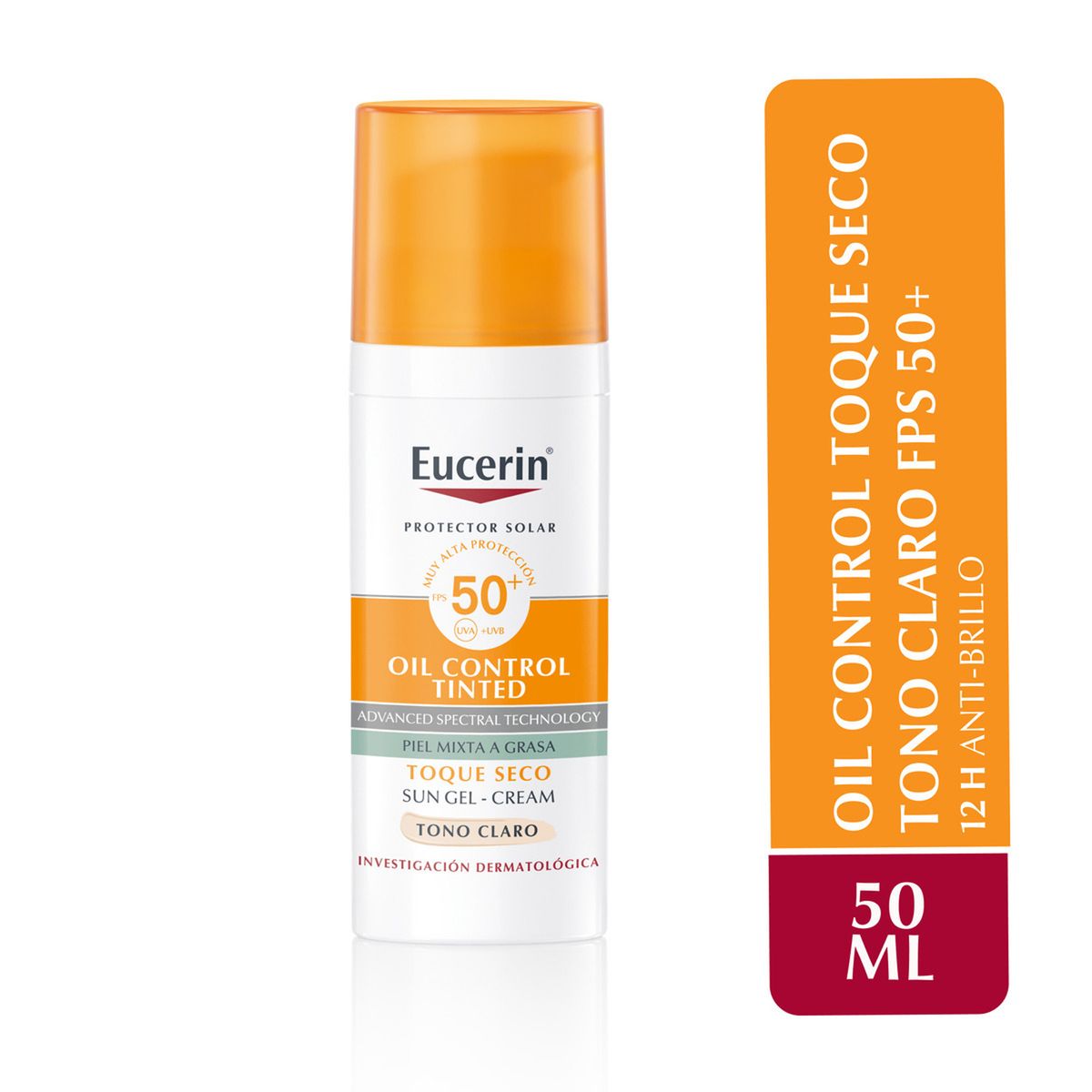 EUCERIN - Protector Solar Facial Sun Toque Seco Color Claro Fps 50+ Eucerin 50 ml