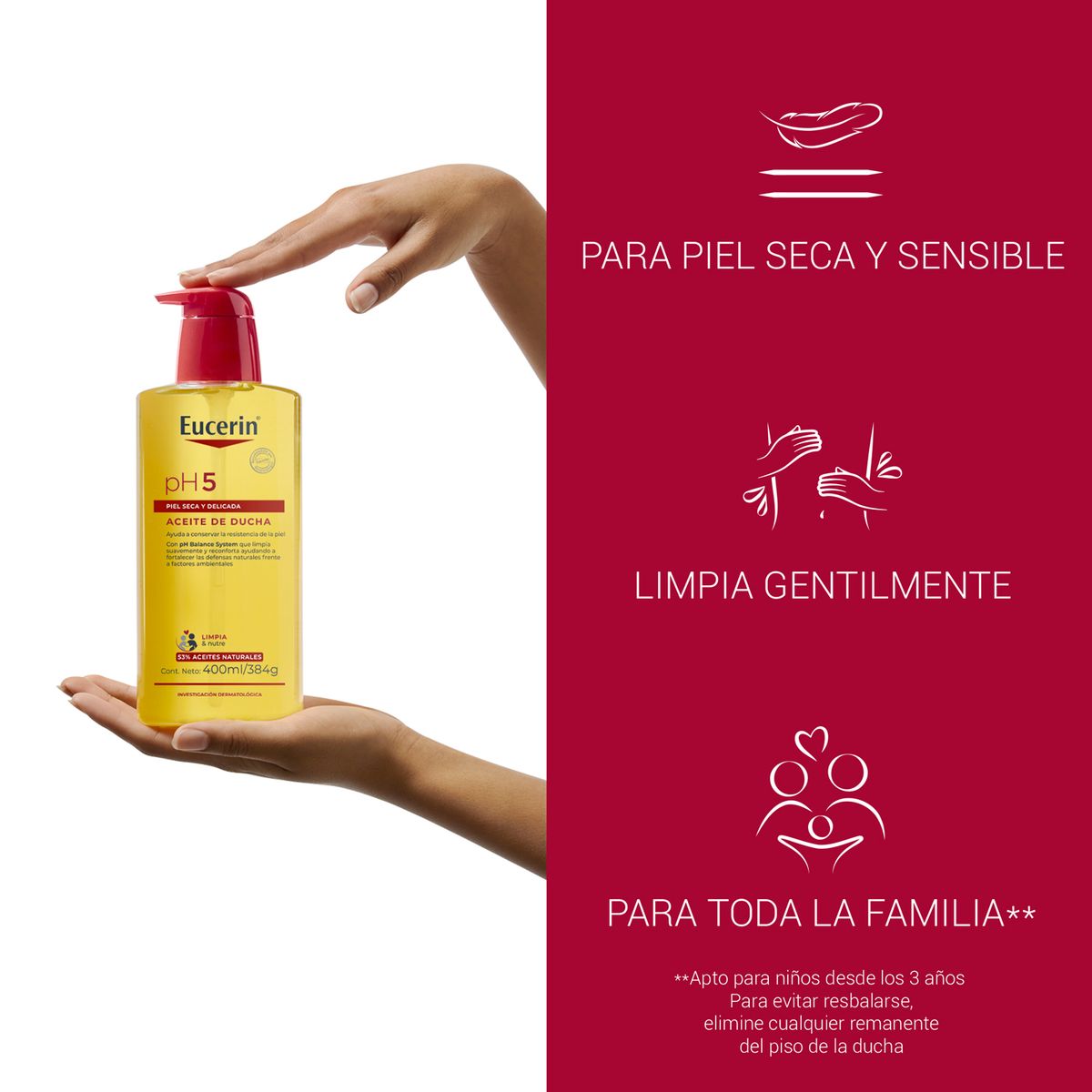 EUCERIN - Gel de ducha pH5 Aceite y Gel de Ducha Eucerin Para Todo tipo de piel 400 ml