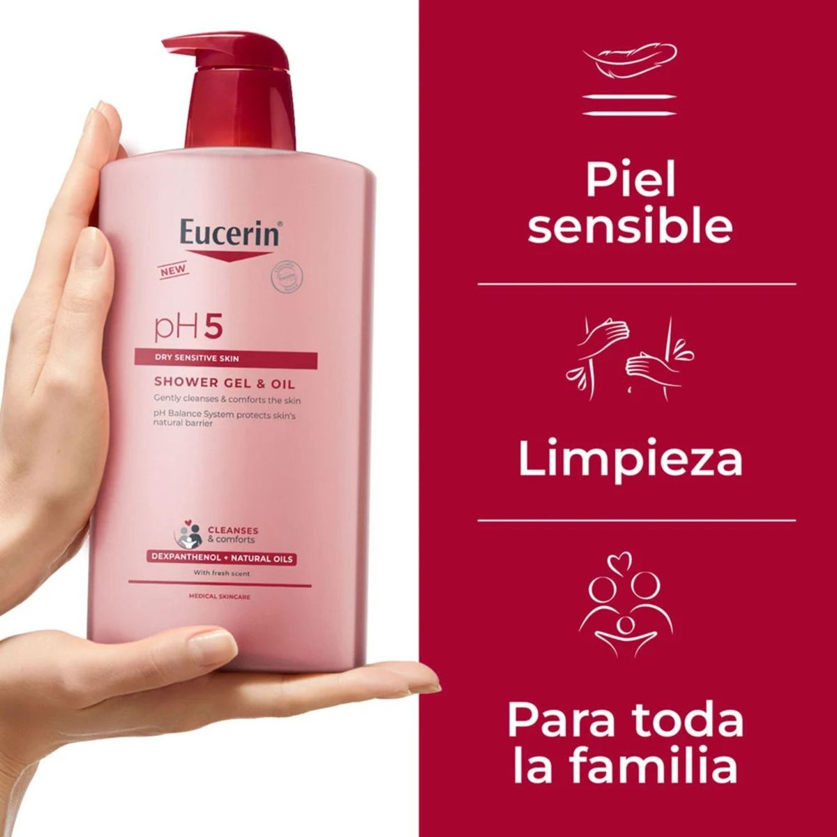 EUCERIN - Gel de ducha pH5 Aceite y Gel de Ducha Eucerin Para Todo tipo de piel 1000 ml