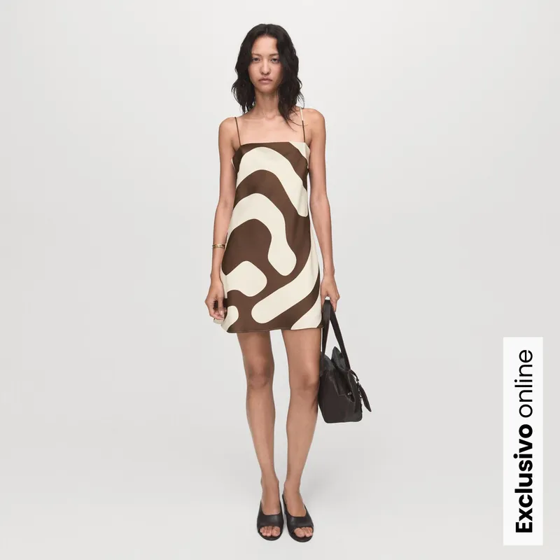 MANGO - Vestido Mujer Corto Casual con Estampado MANGO