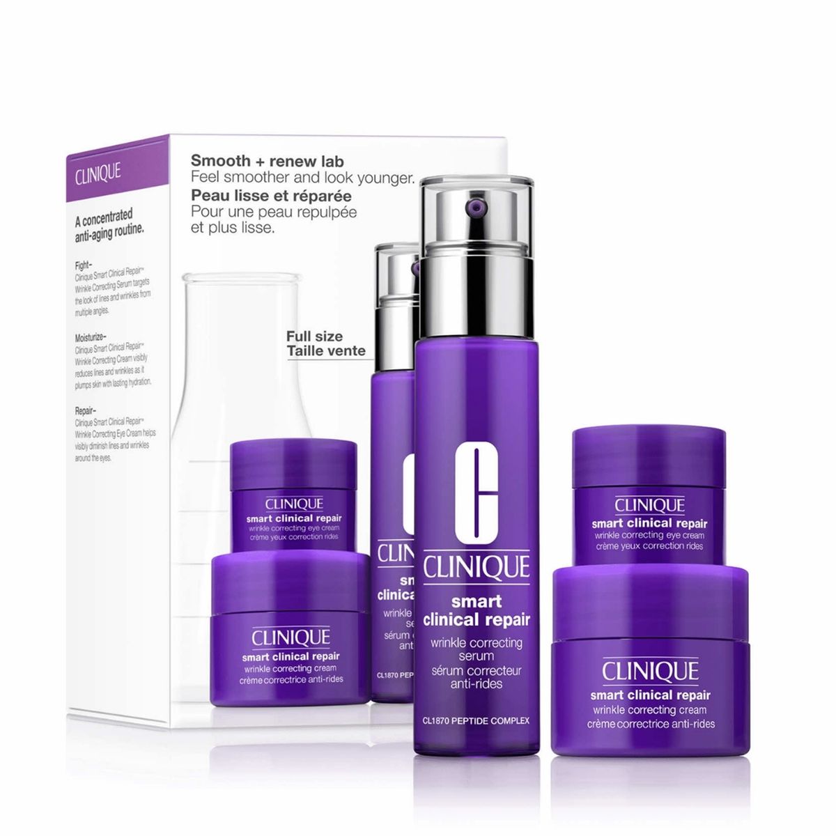 CLINIQUE - Set Tratamiento antiedad Smart Clinical Repair Feel Smoother and Look Younger Clinique Incluye 3 Productos 