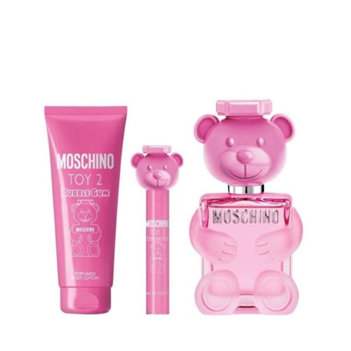 MOSCHINO - Set de Perfume Mujer Moschino Toy 2 Bubble Gum Incluye Eros Pour Femme 100 ml , Gel ducha 100 ml , Body Lotion 100 ml , Spray viaje 5 ml 