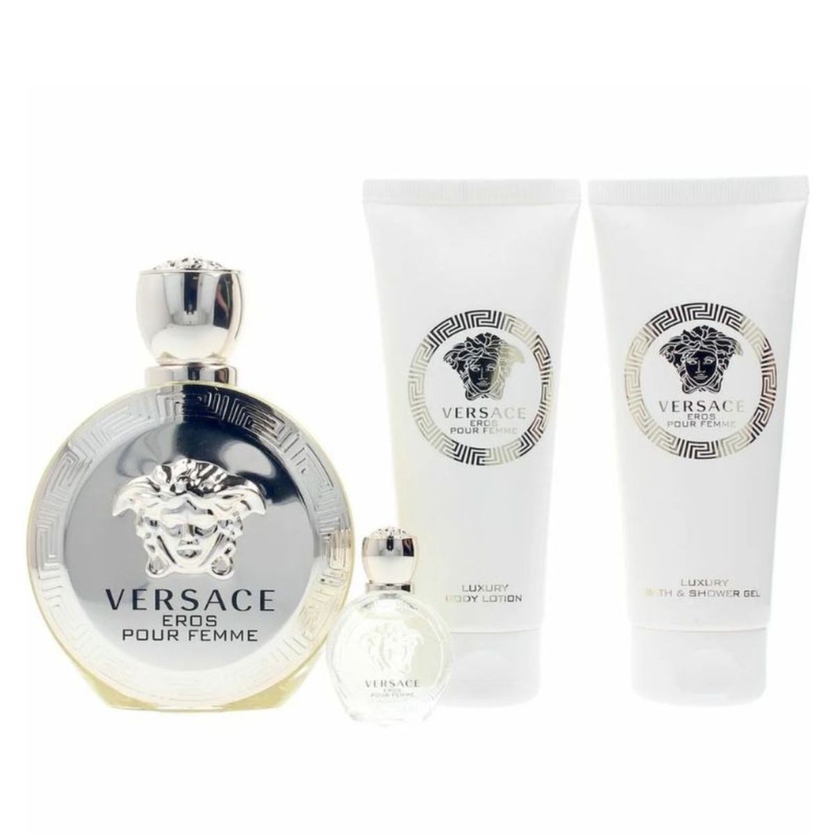 VERSACE - Set de Perfume Mujer Versace Incluye Eros Pour Femme 100 ml , Body Lotion 100 ml , Spray Viaje 10ml 