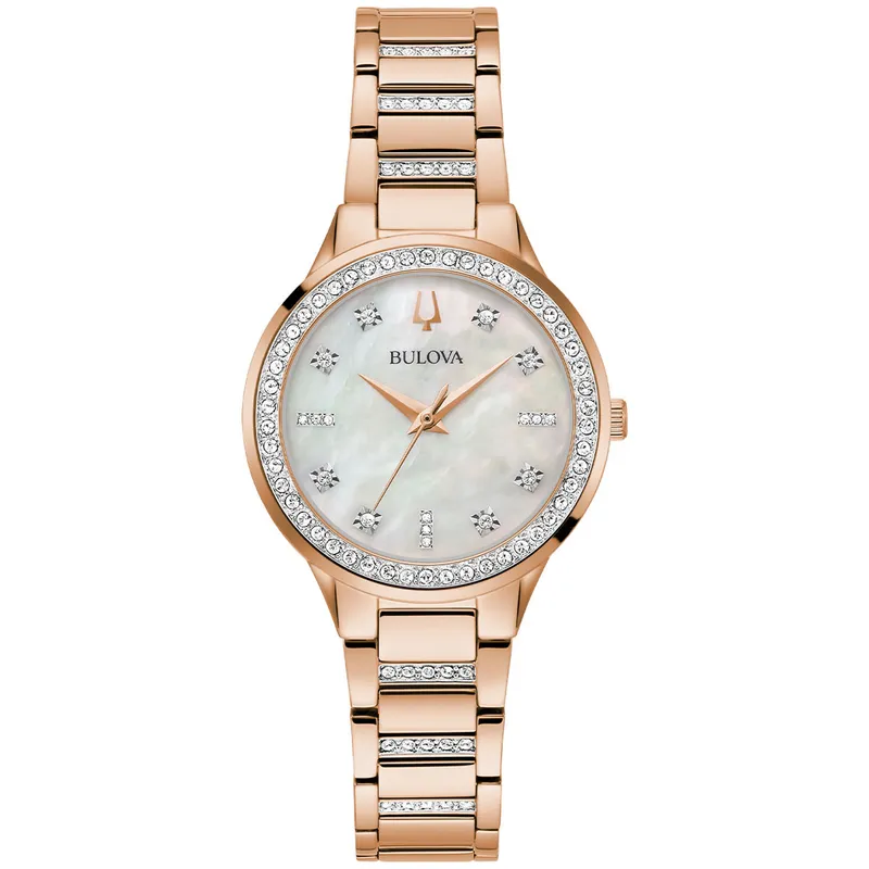 BULOVA - Reloj Bulova Mujer Crystal. Reloj Acero Inoxidable Oro Rosa 98X132