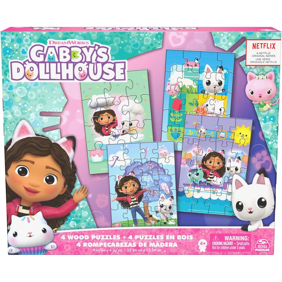 GABBYS DOLLHOUSE - Juguete Gabby's Dollhouse: Set de 4 rompecabezas
