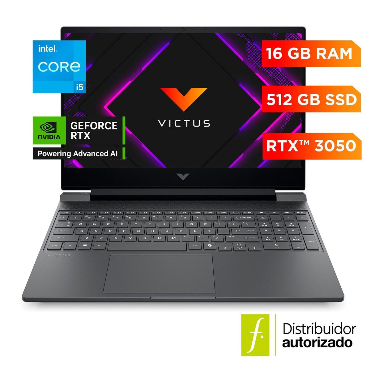 HP - Portátil Gaming HP VICTUS | Intel Core i5 | 16 GB RAM | 512 GB SSD Almacenamiento| RTX 3050 | Windows 11 Home |15-fa2014La| Computador portátil