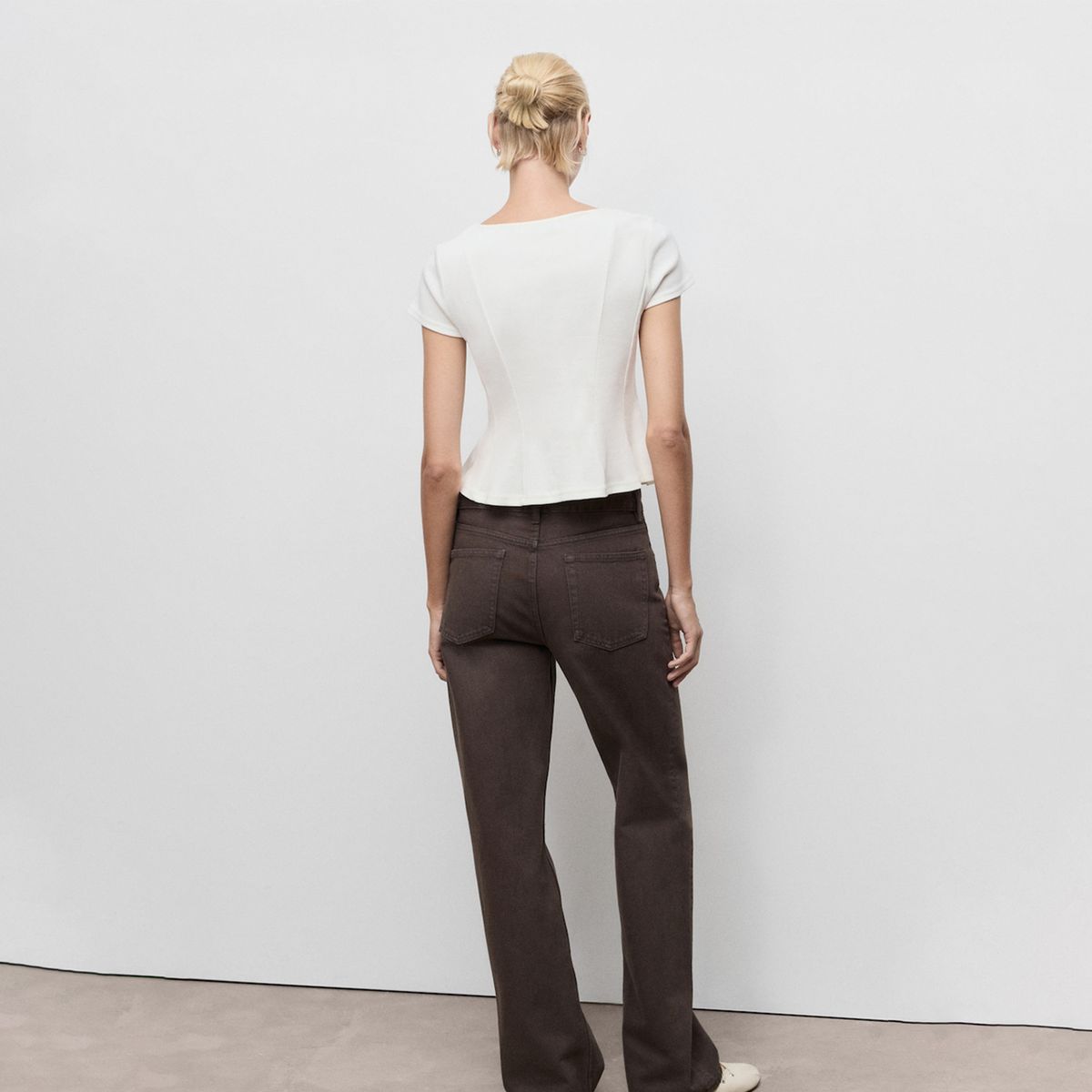 MANGO - Camiseta Mujer Tejido Manga corta de Algodón MANGO