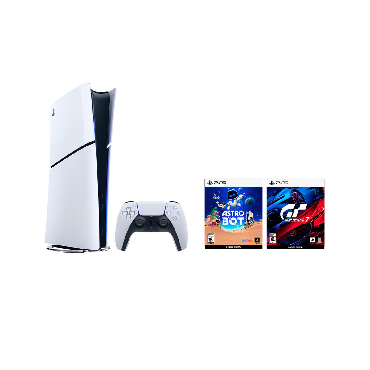PLAYSTATION - Consola PS5 Slim Digital + 2 Videojuegos | 1TB de Almacenamiento | Edición Digital | PlayStation 5 | Videojuegos Incluidos Astro Bot y Gran turismo 7