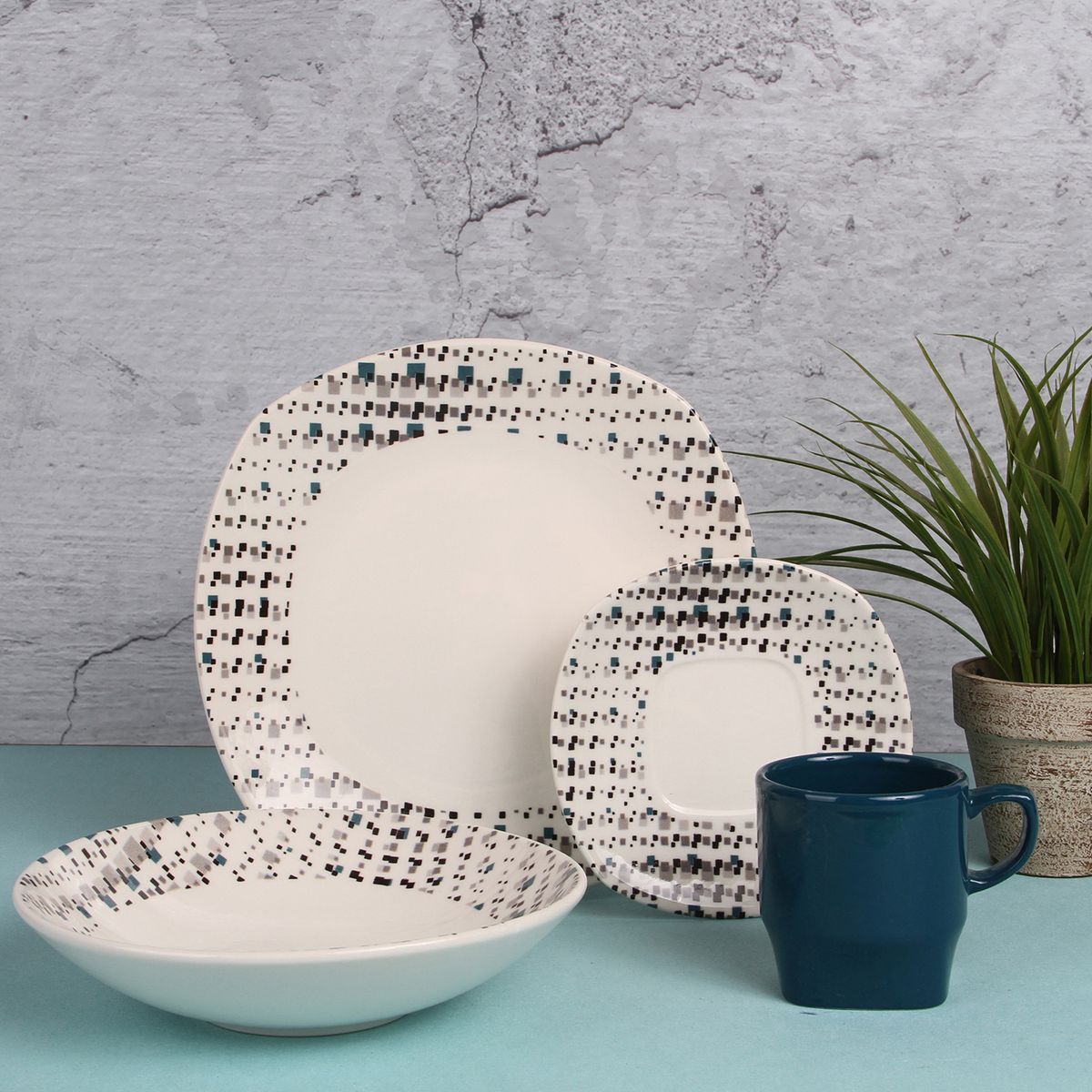 CORONA - Vajilla Corona: Cerámica Enko 4 puestos 16 piezas