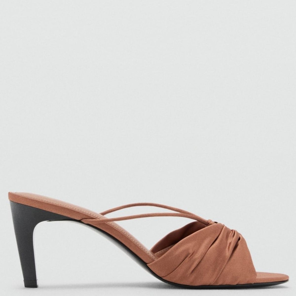 MANGO - Sandalias Mango Mujercon tacón Aguja Frunci Cafés