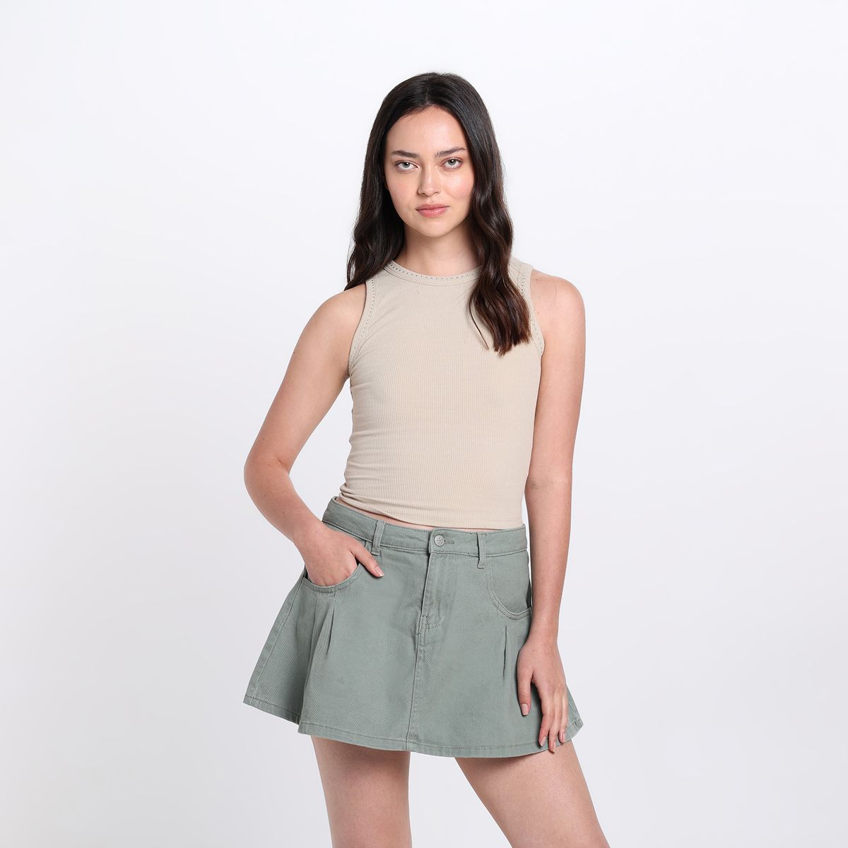 SYBILLA - Top esqueleto Mujer con Tachas Sin mangas de Algodón Sybilla 