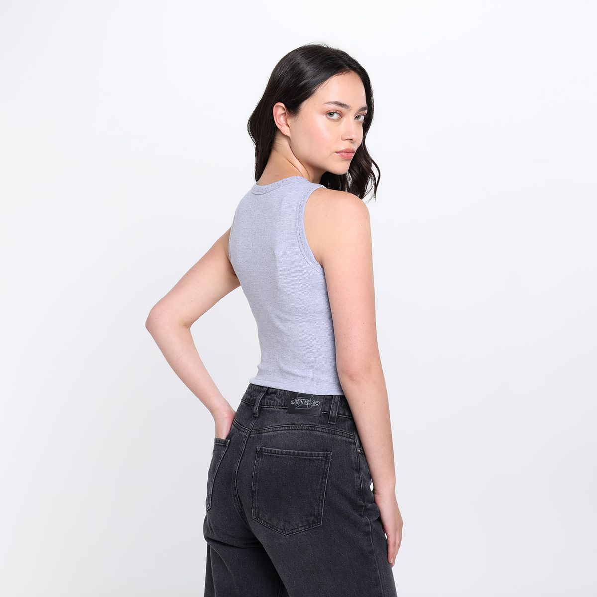 SYBILLA - Top esqueleto Mujer con Tachas Sin mangas de Algodón Sybilla 