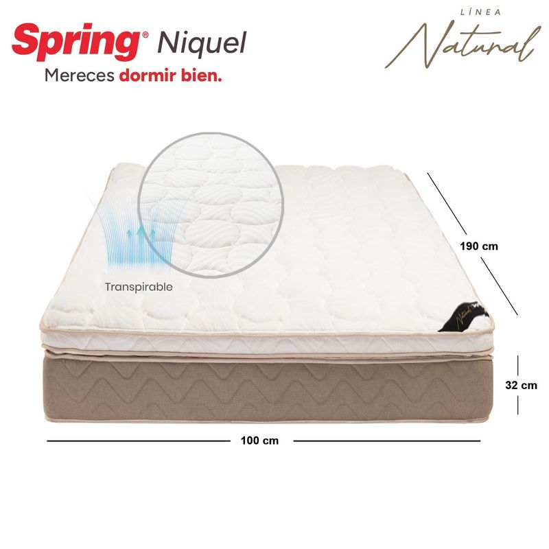 COLCHONES SPRING - Colchón Spring Sencillo Firmeza Media Ortopédico Resortado Eclipse 100 x 190 cm + Almohada + Protector