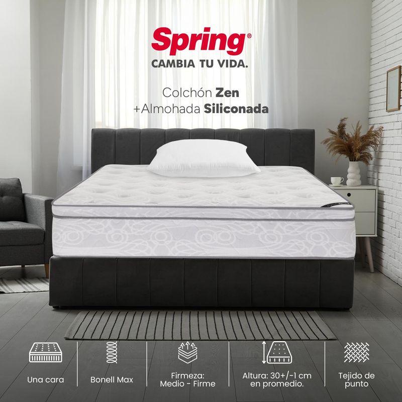 COLCHONES SPRING - Colchón Spring Sencillo Firmeza Media Ortopédico Resortado Eclipse 100 x 190 cm + Almohada