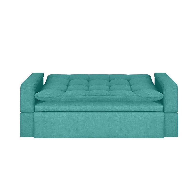 AMOBLANDO - Sofá Cama Moderno en Microfibra 2 Puestos Turquesa Ethel 172 x 93 x 55 cm Amoblando