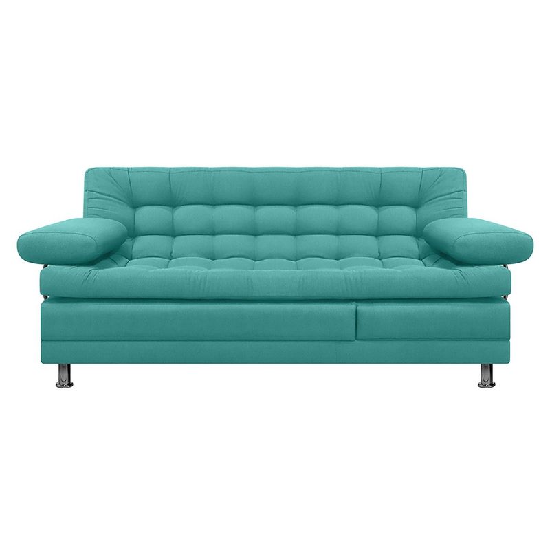 AMOBLANDO - Sofá Cama Moderno en Microfibra 2 Puestos Turquesa Multi 180 x 82 x 52 cm Amoblando
