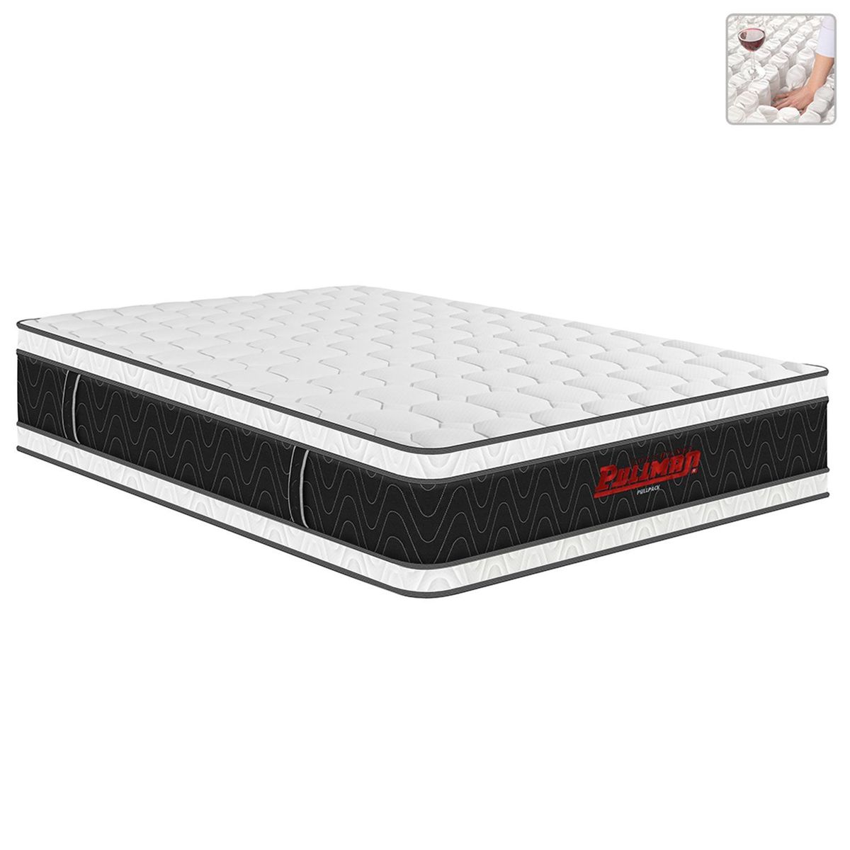 PULLMAN - Colchón Queen Ultra firme Resortes Pocket PullpackEU 160 cm x 190 cm Pullman