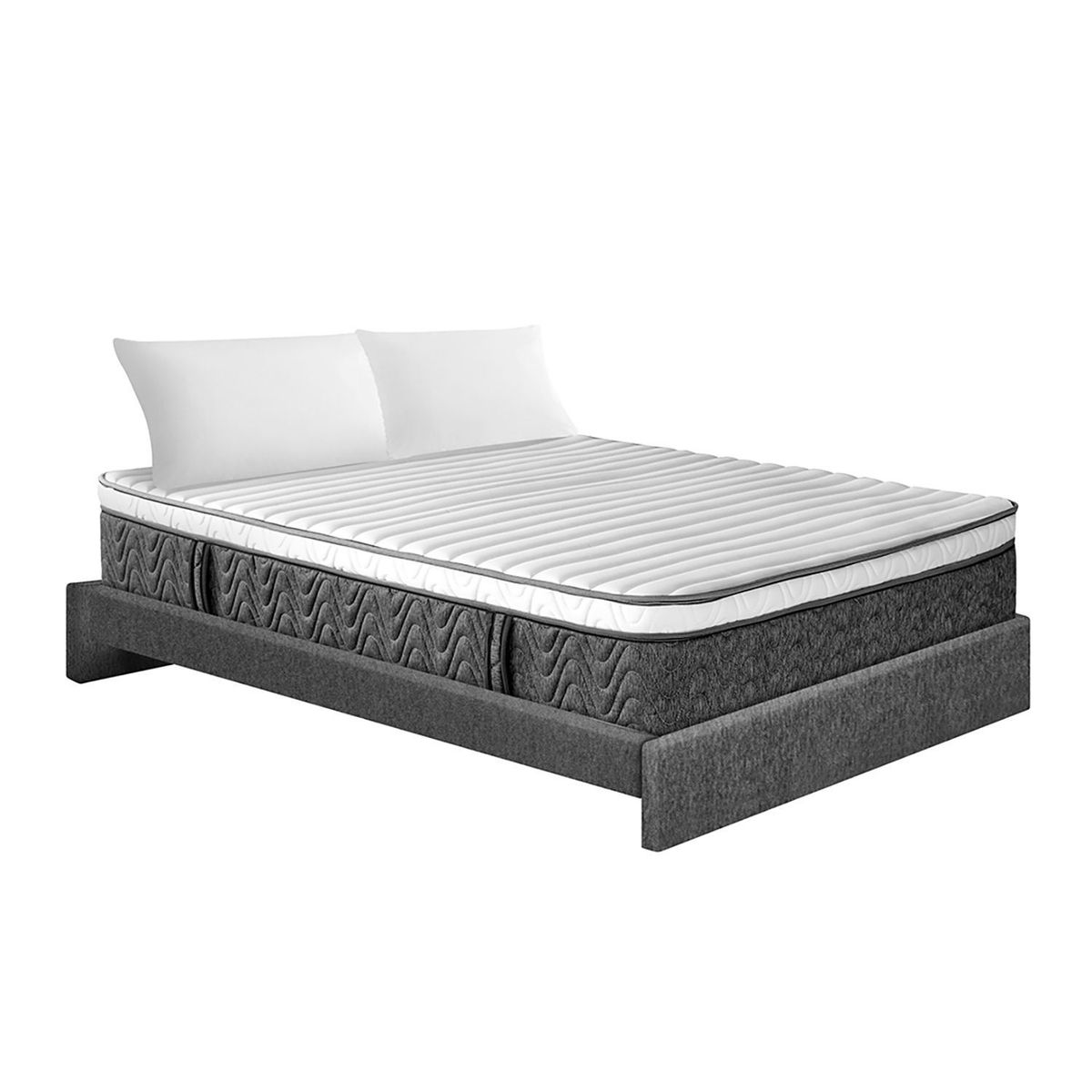 PULLMAN - Colchón con Base Cama Doble Firme Ortopédico Resortado con Pillow Rollpocket Euro U 140 x 190 cm + 2 Almohadas Colchones Pullman