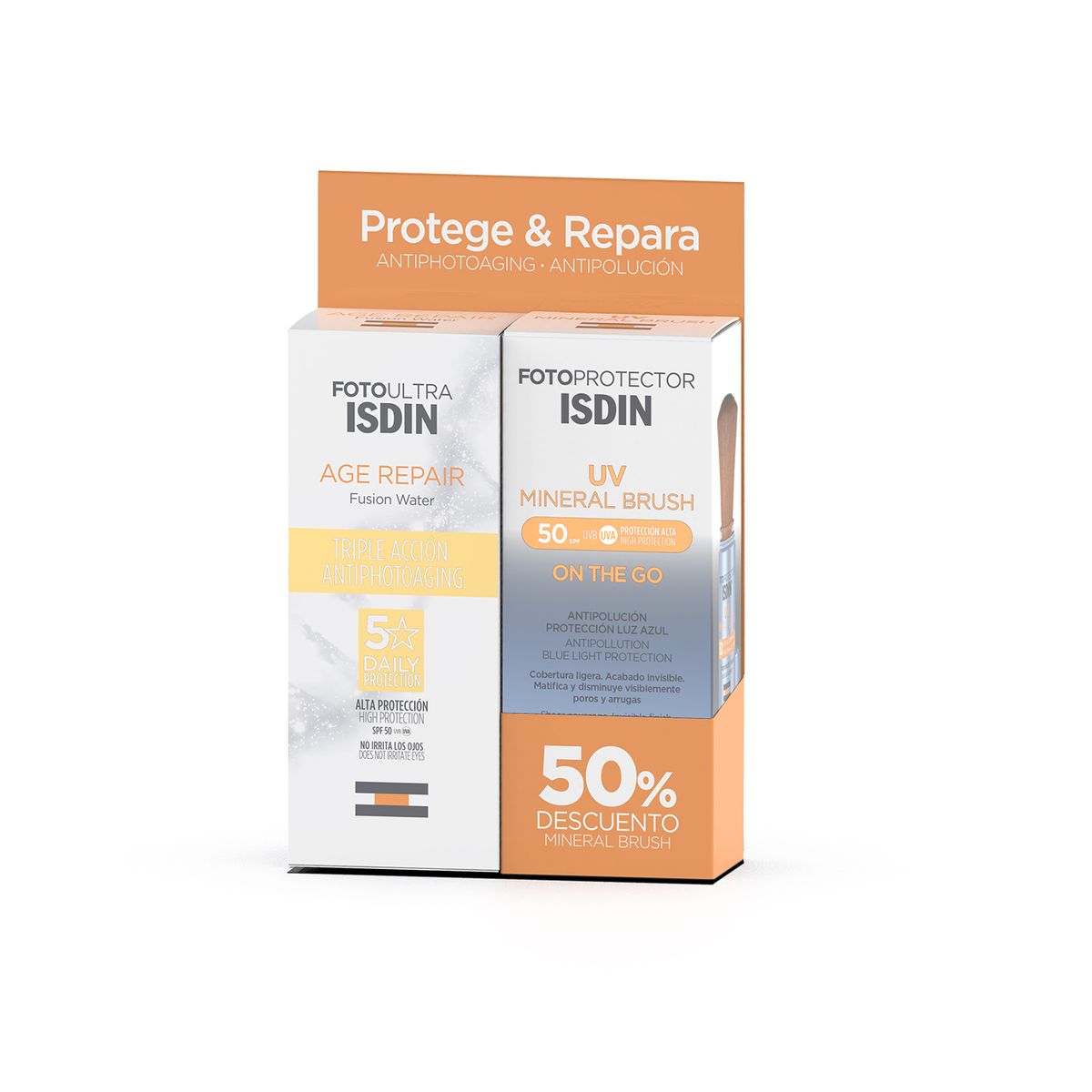 ISDIN - Set Fotoprotector Pack Age Repair +Uv Mineral Brush Isdin Incluye 2 productos 