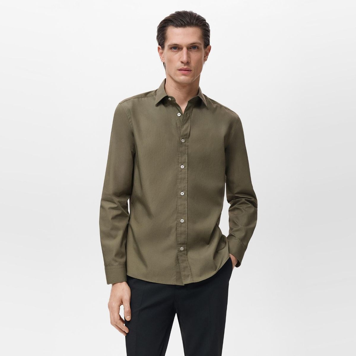 MANGO - Camisa Hombre Manga larga Regular fit de Algodón MANGO