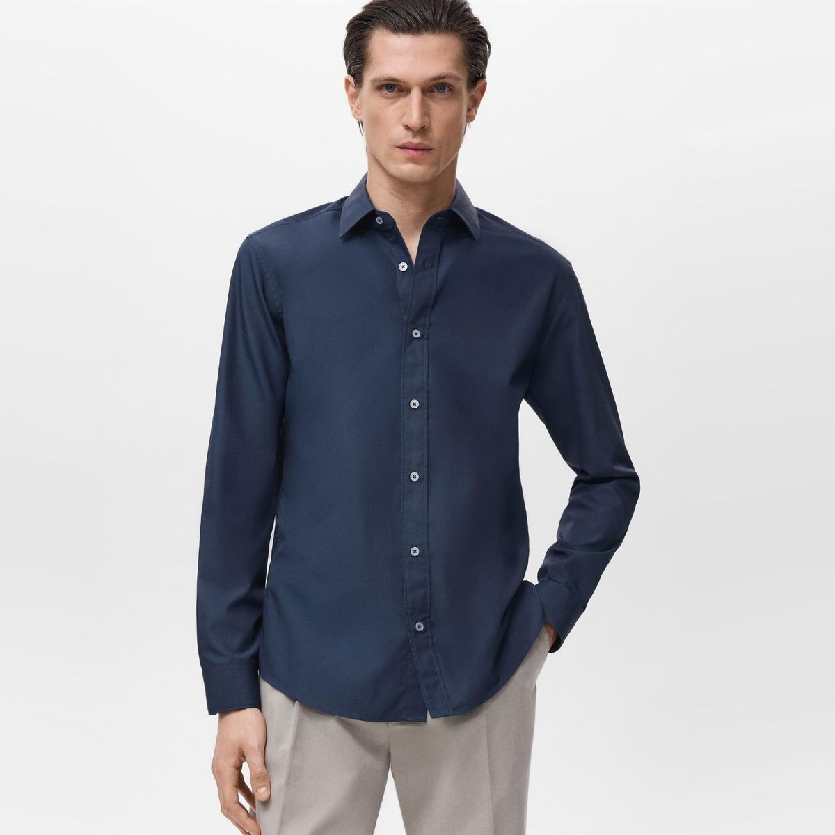 MANGO - Camisa Hombre Manga larga Regular fit de Algodón MANGO