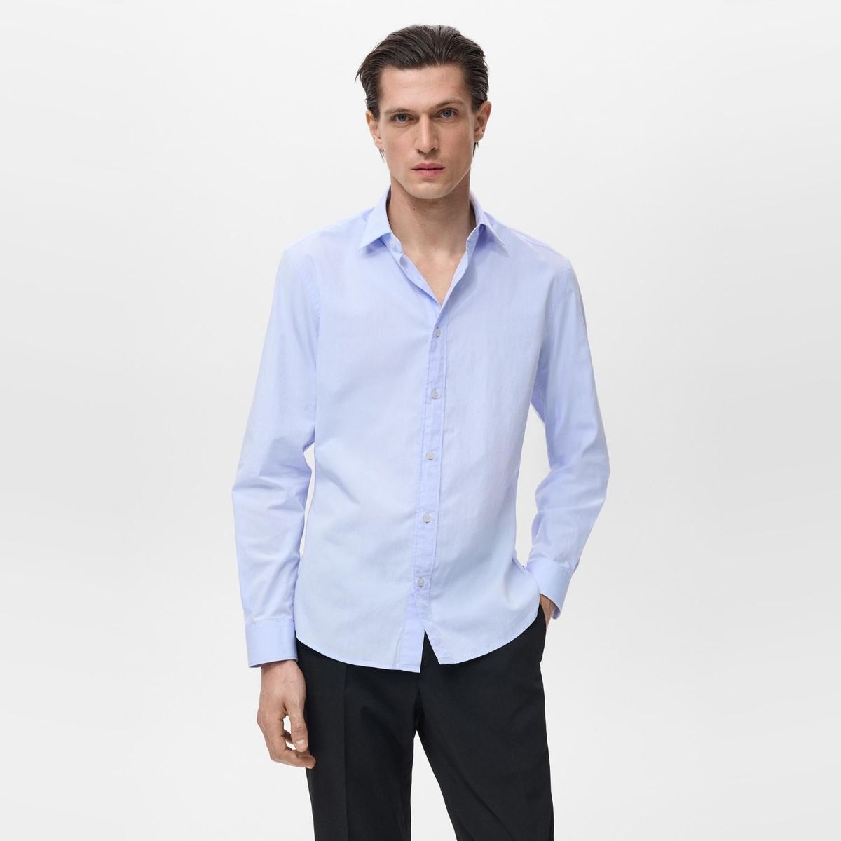 MANGO - Camisa Hombre Manga larga Regular fit de Algodón MANGO