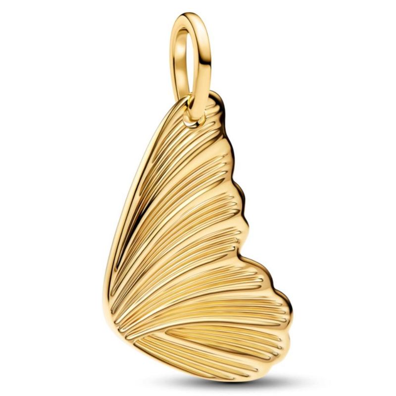 PANDORA - Colgante Etiqueta De Ala De Mariposa Grabable Recubrimiento en Oro 14K