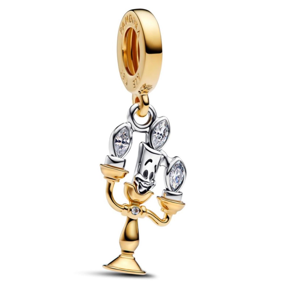 PANDORA - Charm Colgante Lumiere De La Bella y La Bestia De Disney Pandora Dos tonos