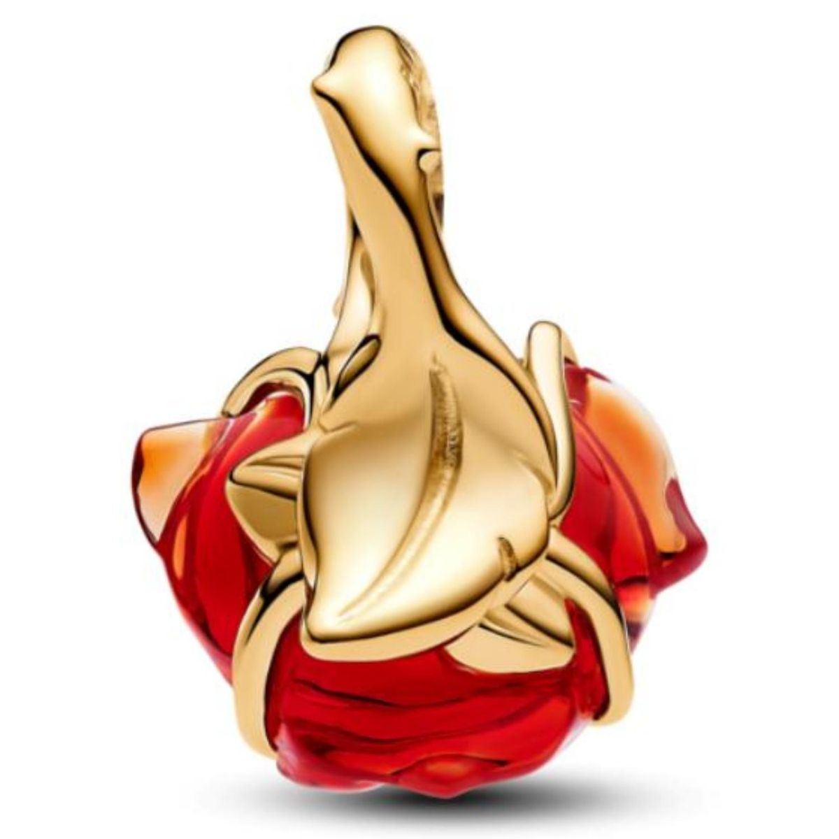 PANDORA - Charm Colgante Rosa Encantada De La Bella y La Bestia De Disney Recubrimiento en Oro 14K