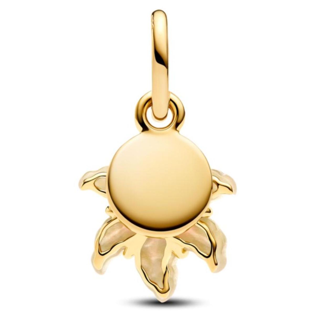 PANDORA - Charm Flor De Gota De Sol Enredada Que Brilla En La Oscuridad De Disney Recubrimiento en Oro 14K