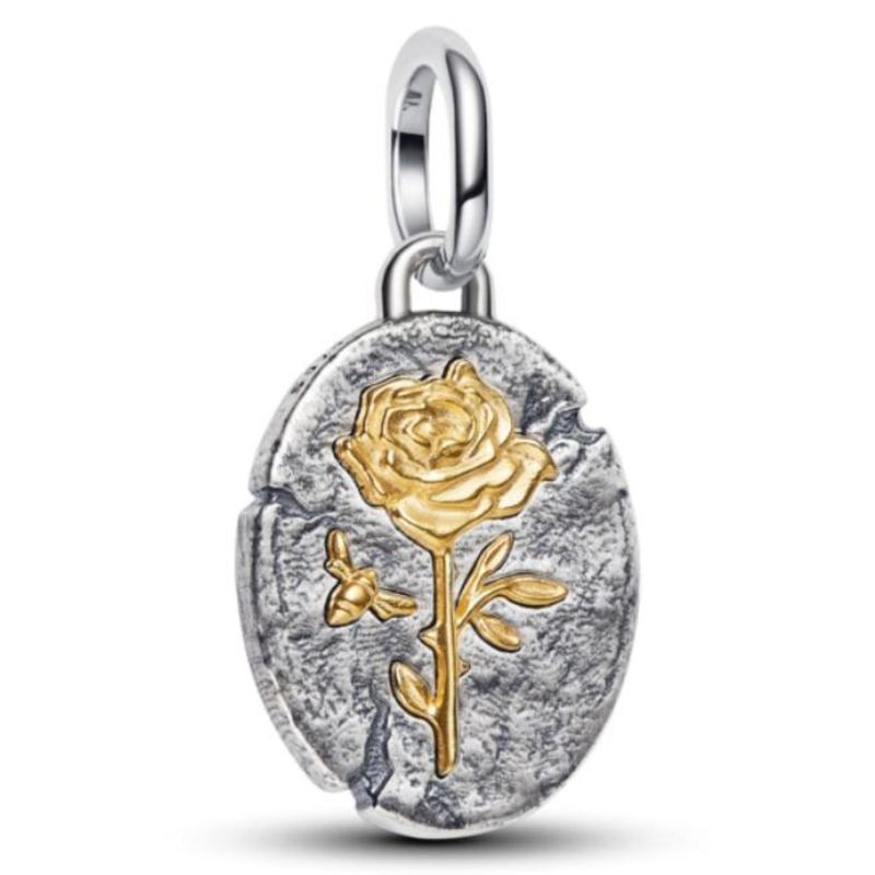 PANDORA - Charm Medallón Rosa Pandora Dos tonos