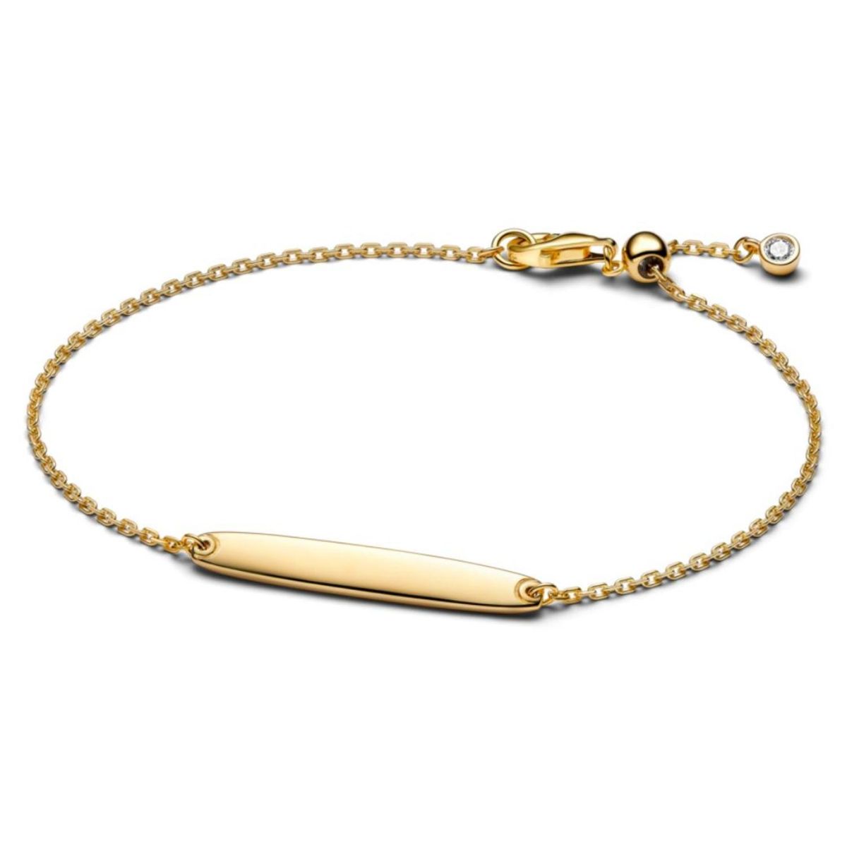 PANDORA - Brazalete De Cadena Con Barra Grabable Recubrimiento en Oro 14K