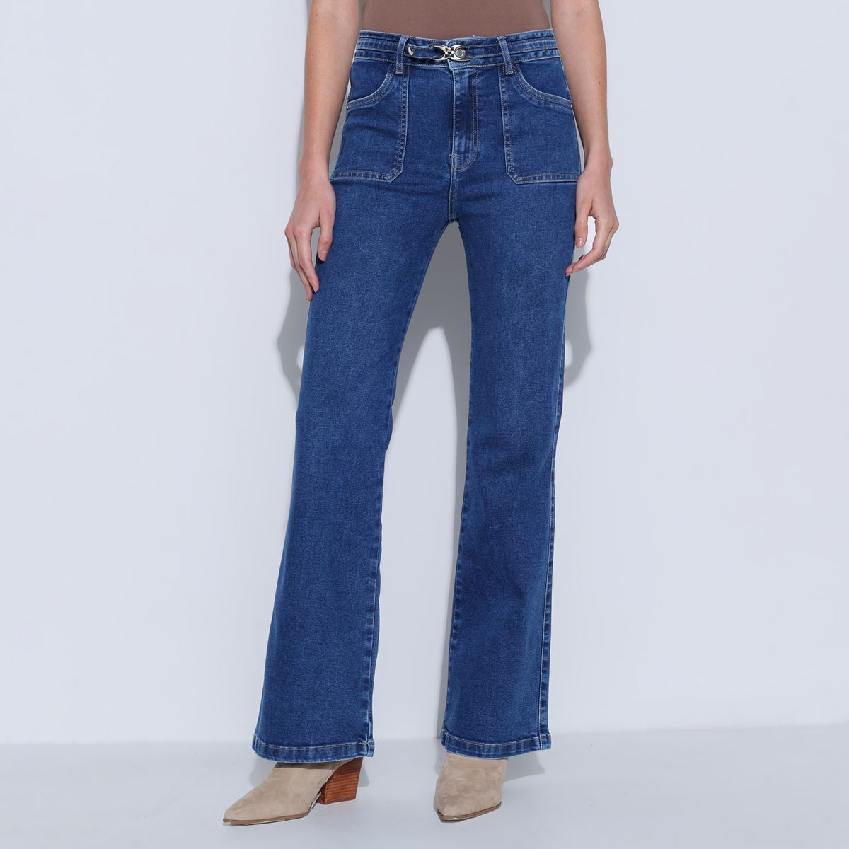 MOSSIMO - Jean Flare Mujer Tiro medio de Algodón Mossimo