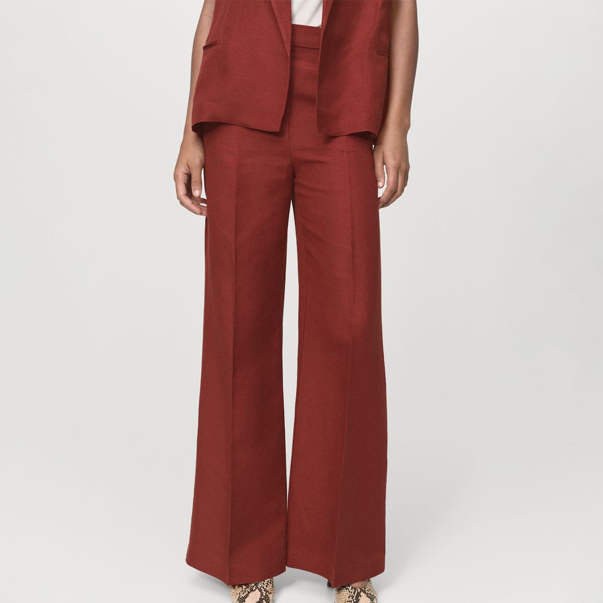 MANGO - Pantalón Recto Mujer Tiro alto MANGO