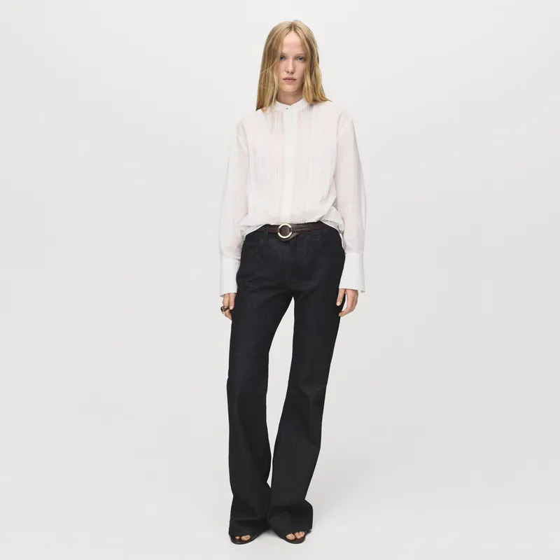MANGO - Blusa Mujer Manga larga de Algodón MANGO