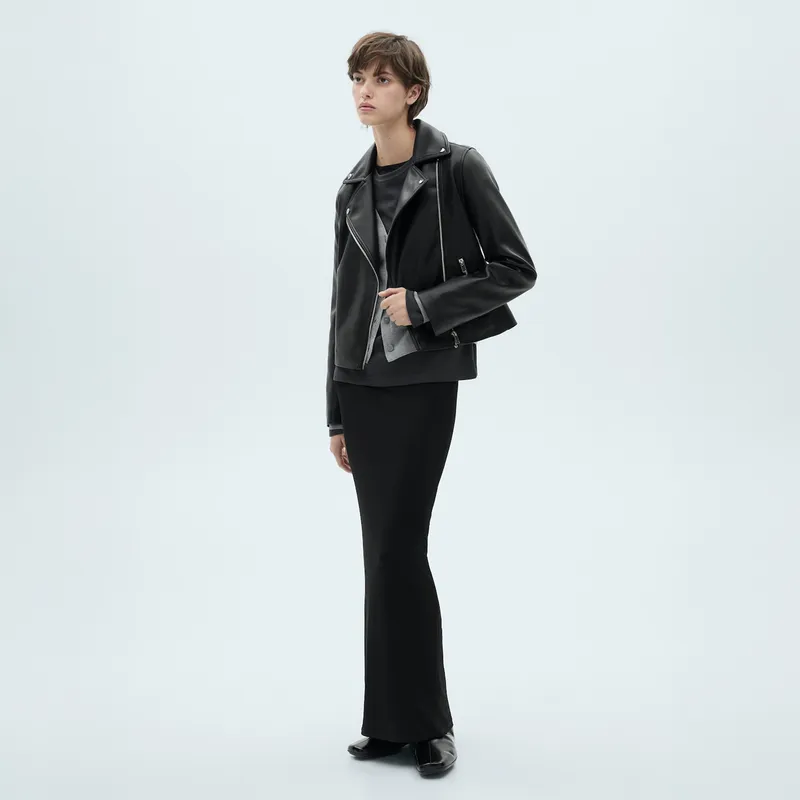 MANGO - Chaqueta Mujer Efecto cuero Mango 