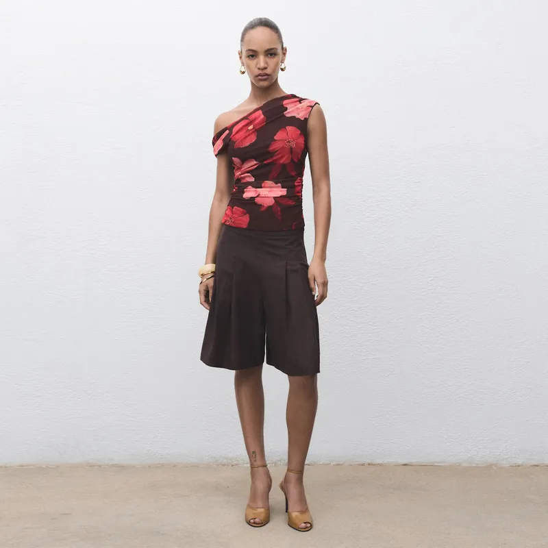 MANGO - Top Mujer con Flores Sin mangas MANGO