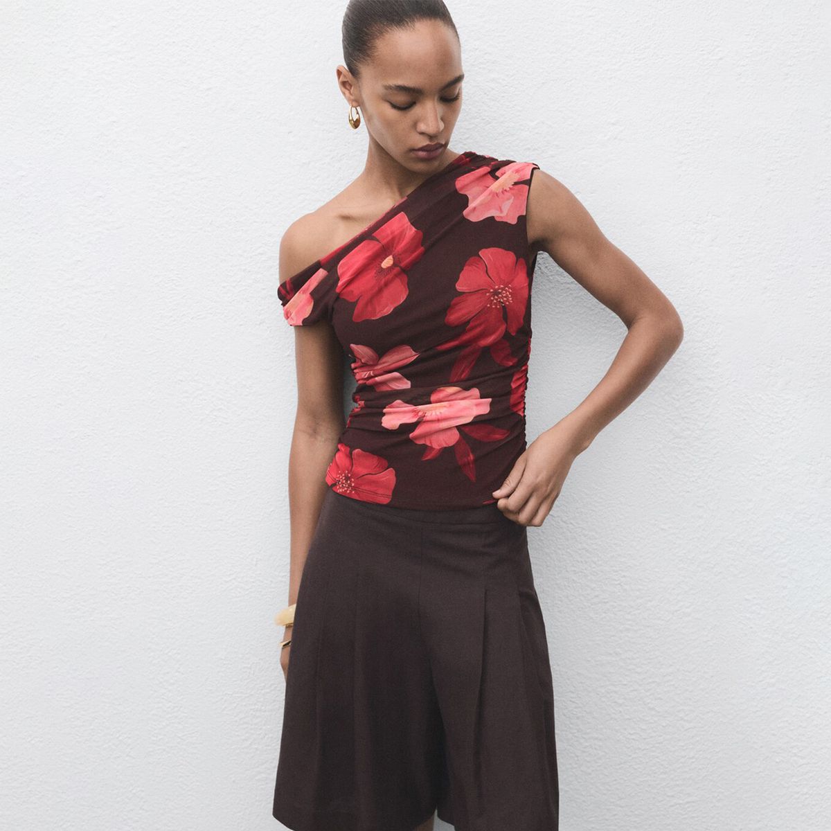 MANGO - Top Mujer con Flores Sin mangas MANGO