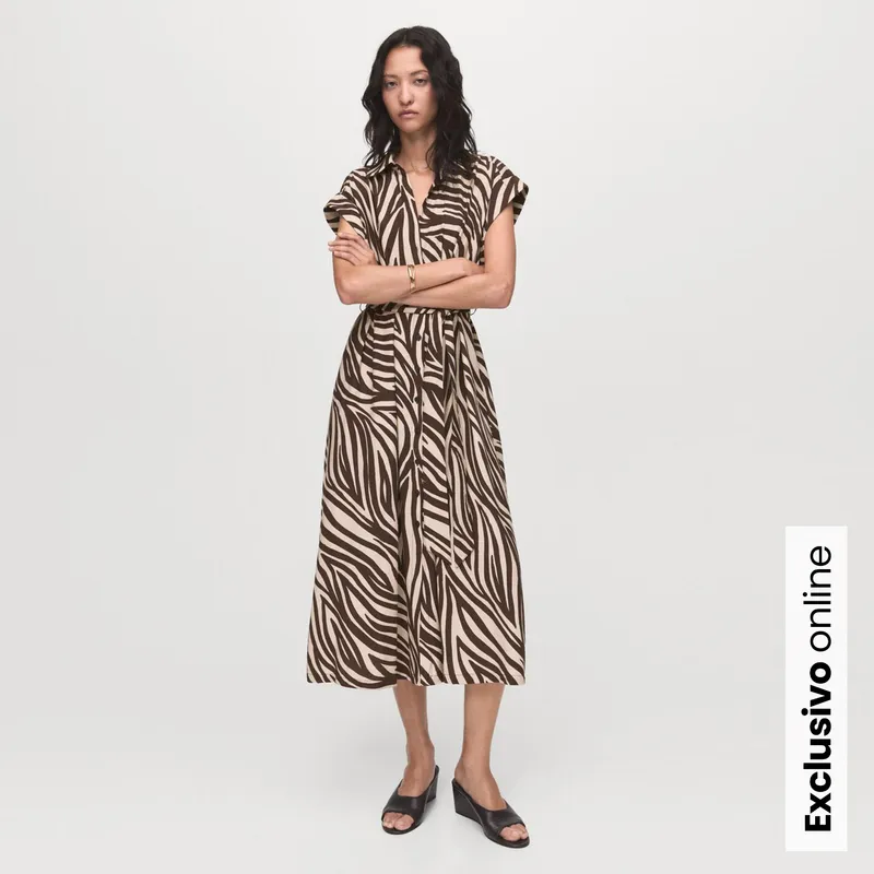 MANGO - Vestido Mujer Medio Casual con Estampado MANGO