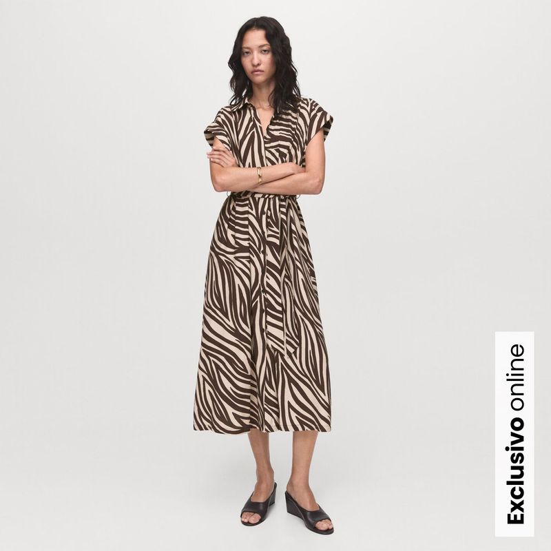 MANGO - Vestido Mujer Medio Casual con Estampado MANGO