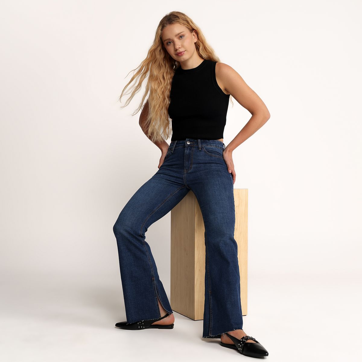SYBILLA - Jean Flare Mujer Tiro alto Denim Sybilla 