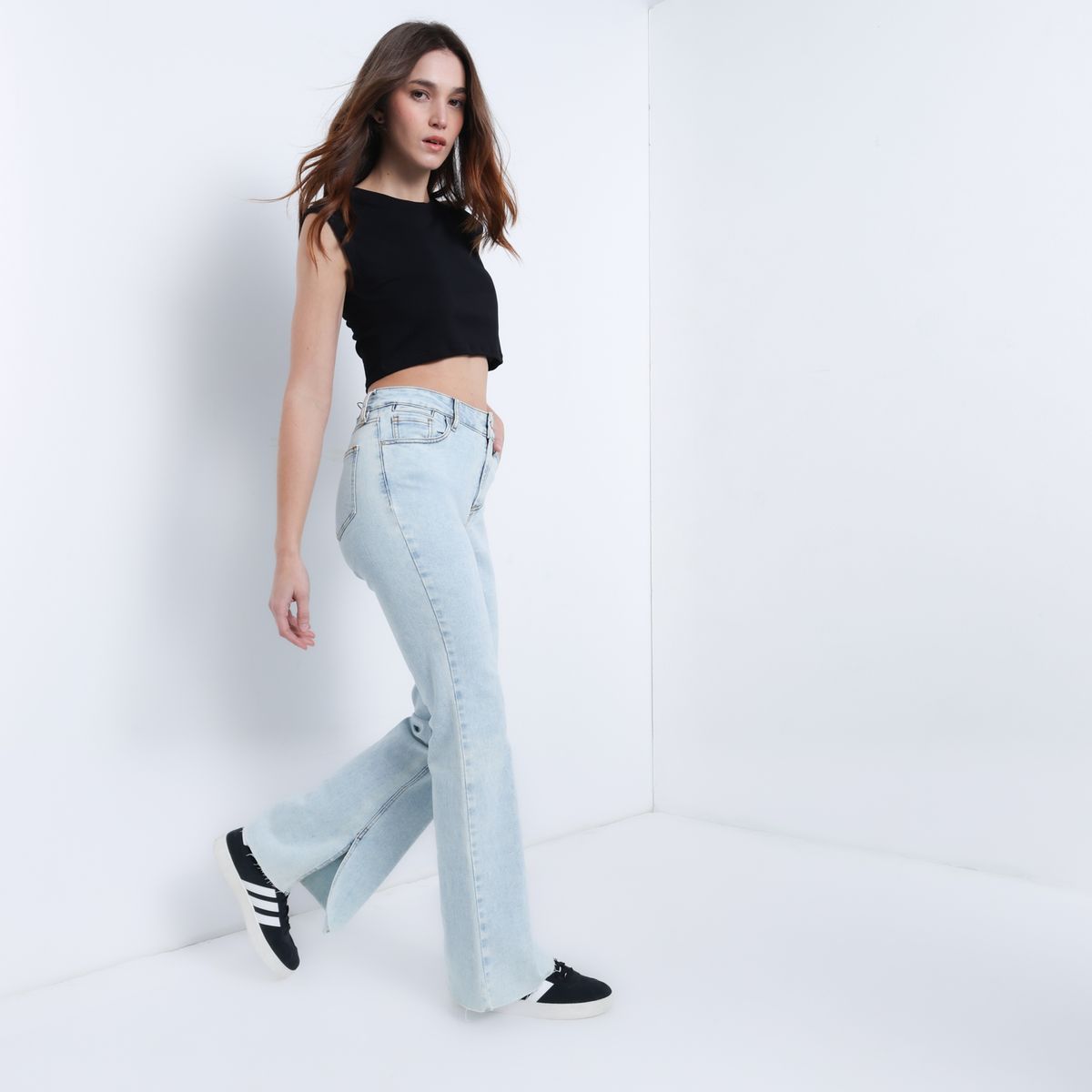 SYBILLA - Jean Flare Mujer Tiro alto Denim Sybilla 