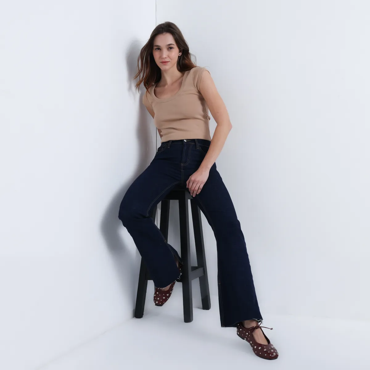 SYBILLA - Jean Flare Mujer Tiro alto Denim Sybilla 