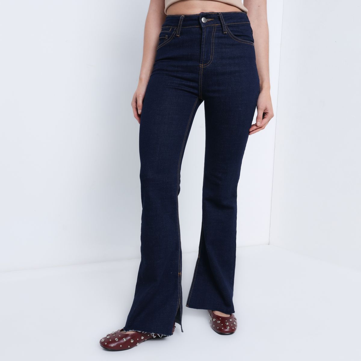 SYBILLA - Jean Flare Mujer Tiro alto Denim Sybilla 