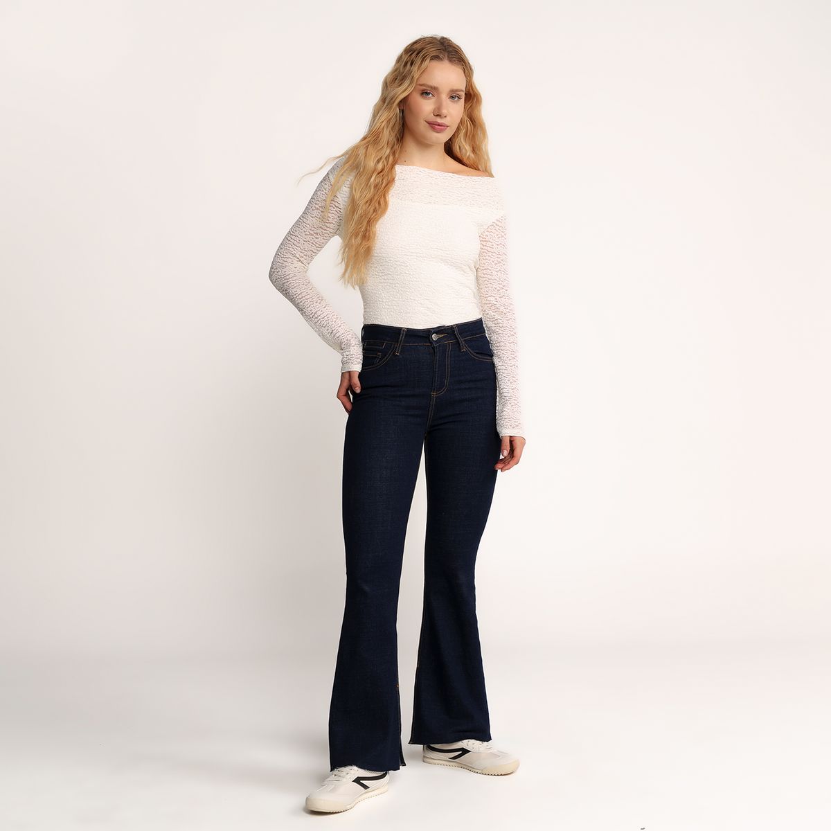 SYBILLA - Jean Flare Mujer Tiro alto Denim Sybilla 