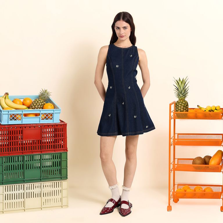 Vestido Corto Casual Denim para Mujer de Algodón Sybilla