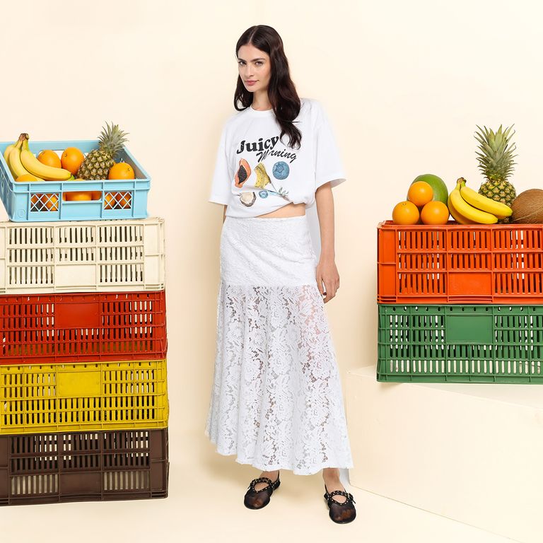 Falda Maxi Mujer con Encaje de Nailon Sybilla